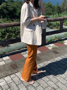 「LOWRYS FARM（ローリーズファーム）のＤＲＹカラーフレアパンツ　941232（その他パンツ）」を使った、ℳ.さん（レディース・165cm）の夏コーディネート