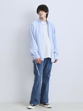 「re_k by JUNRED（レクバイジュンレッド）のアイテム（デニムパンツ）」を使った、れんさん（メンズ・180cm）の冬コーディネート