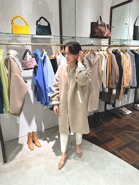 「秋服コーデ」｜「アイテム（ノーカラーコート）」を使った、chika_shiさん（レディース・157cm）の秋コーディネート