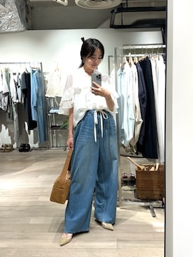 「アイテム（デニムパンツ）」を使った、chika_shiさん（レディース・157cm）の夏コーディネート