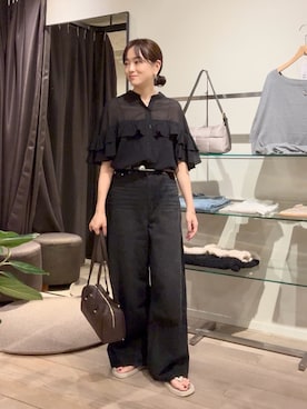 「ブラックデニム」｜chika_shiさん（レディース・157cm）の夏コーディネート