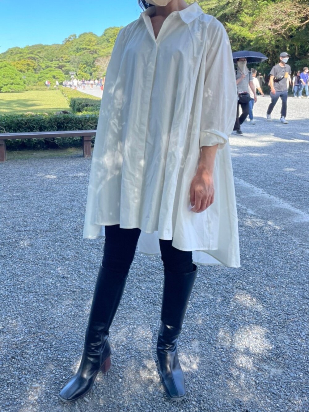 「シンプルコーデ、お出かけコーデ、オトナカジュアル、パンツスタイル、オトナ女子、いいね、save、フォローお願いします🤑、大人女子、UNIQLO、ACYM」｜「ACYMのアイテム（シャツ/ブラウス、ホワイト系）」を使った、もさん（レディース・160cm）の夏コーディネートの1枚目の写真