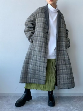 「ローリーズファーム(LOWRYS FARM)」｜「アイテム（チェスターコート）」を使った、eritisさん（レディース・161cm）の冬コーディネート
