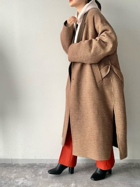 「ローリーズファーム(LOWRYS FARM)」｜「アイテム（チェスターコート）」を使った、eritisさん（レディース・161cm）の秋コーディネート