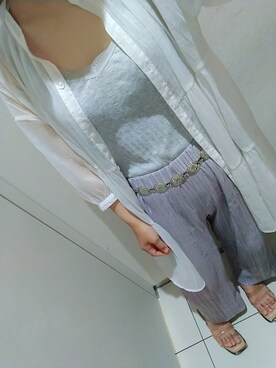 「アイテム（タンクトップ、グレー系）」を使った、しほさん（レディース・150cm）の夏コーディネート