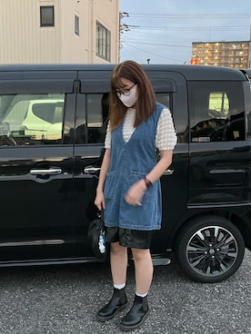 「レザーコーデ」｜「アイテム（ブーツ）」を使った、ｻｶﾅﾁｬﾝさん（レディース・166cm）の秋コーディネート