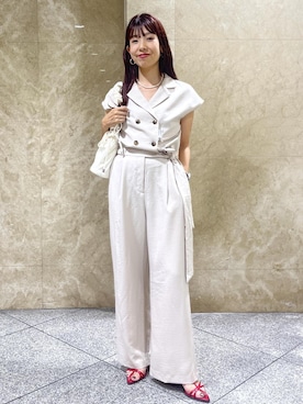 「旅行コーデ」｜「アイテム（サロペット/オーバーオール）」を使った、maayaさん（レディース・158cm）の夏コーディネート