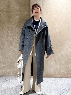 「アイテム（デニムパンツ、ベージュ系）」を使った、maayaさん（レディース・158cm）の秋コーディネート