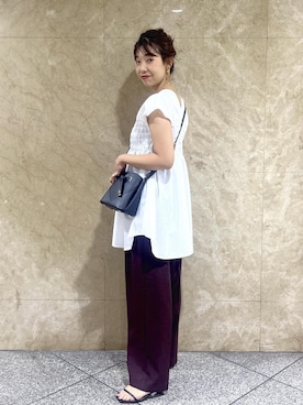 「158cm」｜「アイテム（スラックス）」を使った、maayaさん（レディース・158cm）の夏コーディネート