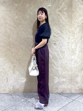 「ドレスシューズ」｜「アイテム（スラックス）」を使った、maayaさん（レディース・158cm）の夏コーディネート