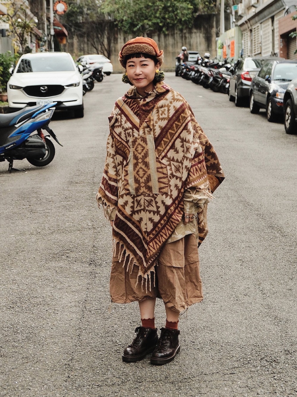 「ootd、復古、冬コーデ、古着MIX、古着コーデ」｜「Dr. Martensのアイテム（その他シューズ、ブラウン系）」を使った、Yuさん（レディース・158cm）の冬コーディネートの1枚目の写真