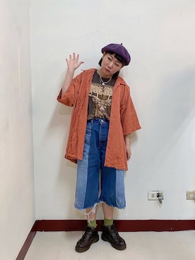 「古着好きな人と繋がりたい」｜「アイテム（その他シューズ）」を使った、Yuさん（レディース・158cm）の春コーディネート