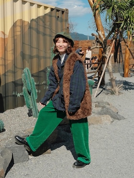 「CPH（シーピーエイチ）のアイテム（帽子）」を使った、Yuさん（レディース・158cm）の冬コーディネート