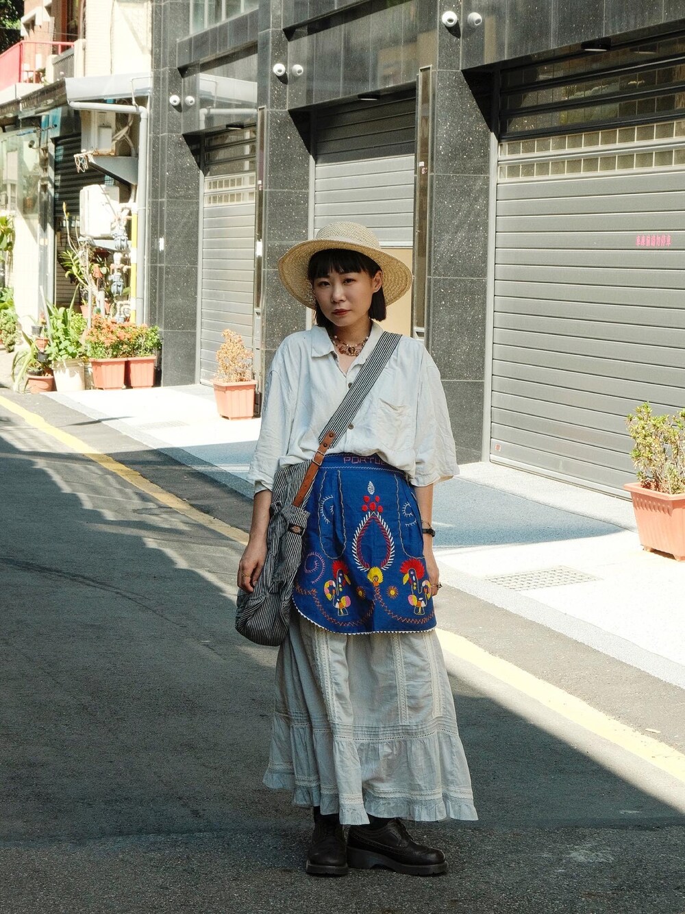「ootd、夏、街頭穿搭、vintage、古着MIX、日系極簡、古着コーデ、古着女子」｜「Tommy Bahamaのアイテム（シャツ/ブラウス、グリーン系）」を使った、Yuさん（レディース・158cm）の夏コーディネートの1枚目の写真