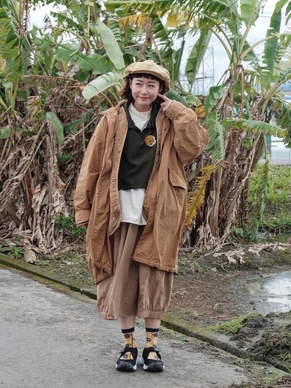 「ootd、coen、outfit、街頭穿搭、NIKE、日常穿搭、日常コーデ」｜「coenのアイテム（ジャケット/アウター、ベージュ系）」を使った、Yuさん（レディース・158cm）の冬コーディネートの1枚目の写真