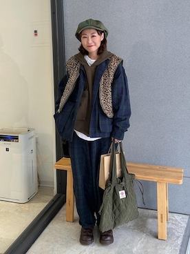 「CPH（シーピーエイチ）のアイテム（帽子）」を使った、Yuさん（レディース・158cm）の冬コーディネート