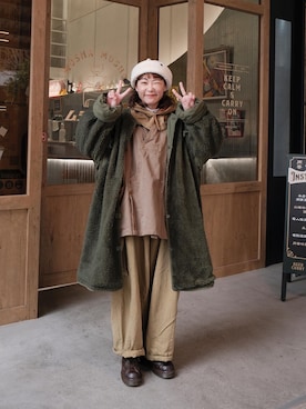 「CPH（シーピーエイチ）のアイテム（帽子）」を使った、Yuさん（レディース・158cm）の冬コーディネート