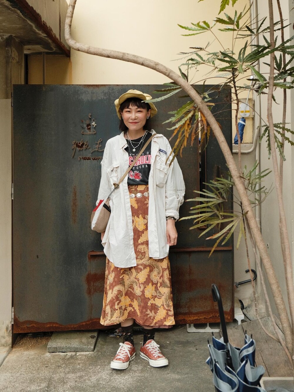 「ootd、街頭穿搭、古着、古着コーデ、古着好きな人と繋がりたい、古着女子、vintage style、vintage、CONVERSE1970、converse、レジャー、レジャースタイル」｜「CONVERSEのアイテム（シューズ、ホワイト系）」を使った、Yuさん（レディース・158cm）の夏コーディネートの1枚目の写真