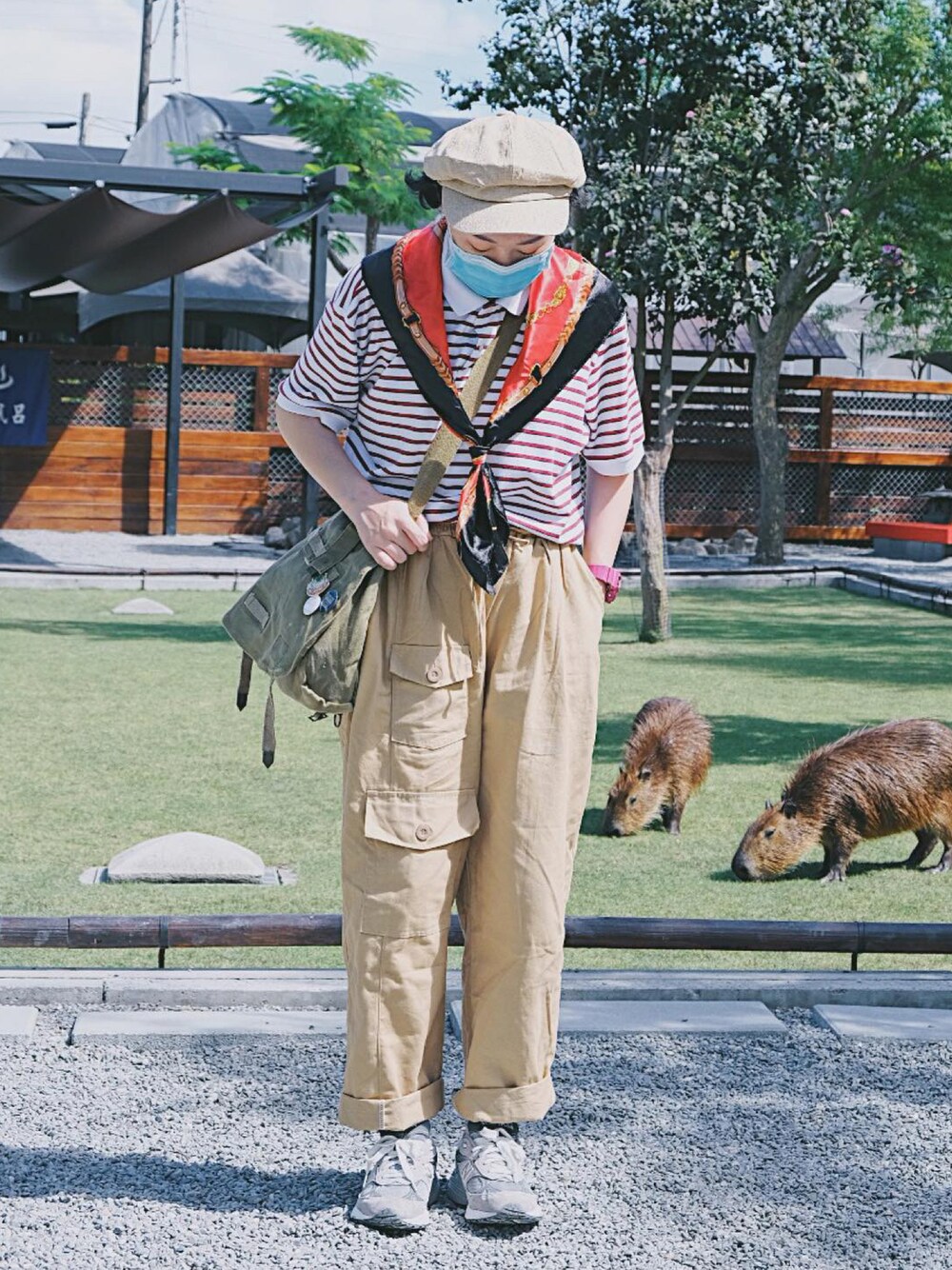 「ootd、夏、街頭穿搭」｜「POLO RALPH LAURENのアイテム（その他トップス、ブルー系）」を使った、Yuさん（レディース・158cm）の夏コーディネートの1枚目の写真