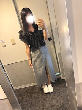 「アイテム（デニムスカート）」を使った、かほさん（レディース・165cm）の夏コーディネート