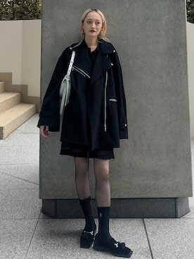 「アイテム（ピーコート）」を使った、AMERI VINTAGEさん（レディース・163cm）の冬コーディネート