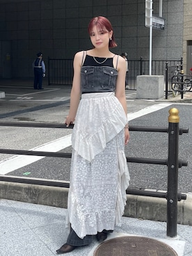 「レイヤードスタイル」｜「アイテム（サロペット/オーバーオール）」を使った、AMERI VINTAGEさん（レディース・160cm）の夏コーディネート