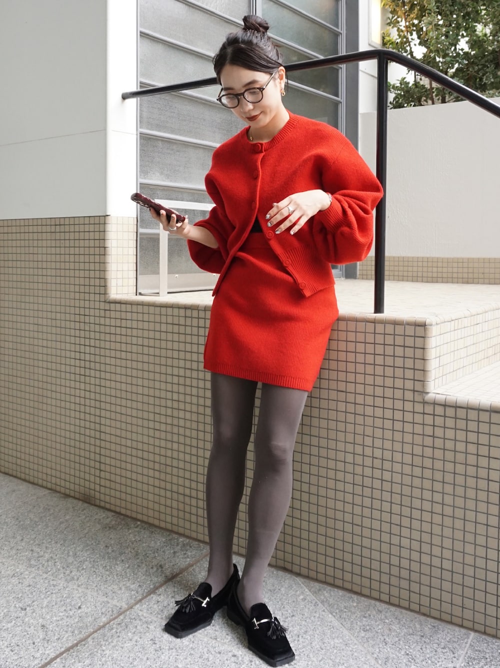 Ameri（アメリ）の「SOLID KNIT CARDIGAN WITH SKIRT（ニット/セーター