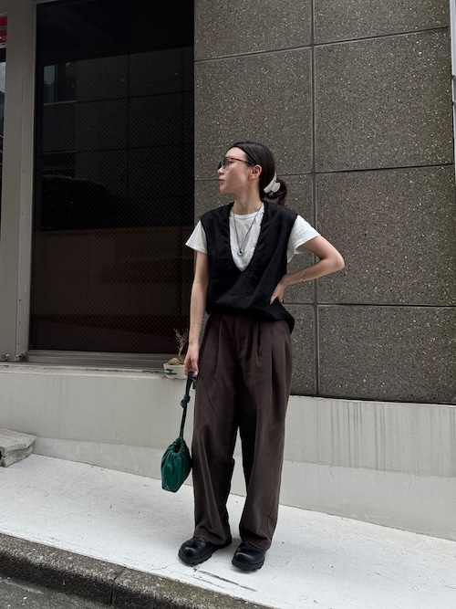 ハイウエストコットンタックパンツ