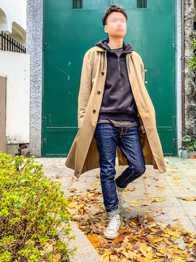 「MACKINTOSH」｜「アイテム（ステンカラーコート）」を使った、iamhmさん（メンズ・171cm）の秋コーディネート