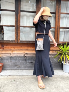 「H&M（エイチ・アンド・エム）のアイテム（ハット）」を使った、mikyaさん（レディース・165cm）の夏コーディネート