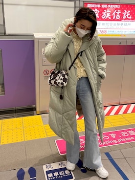 「新年一発目」｜「アイテム（ダウンジャケット/コート）」を使った、mryさん（レディース・163cm）の冬コーディネート