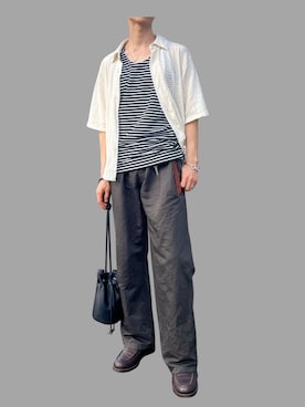 「BALLAST ARK（バラストアーク）のBALLAST ARK / バラストアーク：BORDER PRINT TANK TOP：BA09-T004[AST]（タンクトップ）」を使った、Nao-Nanさん（メンズ・171cm）の夏コーディネート