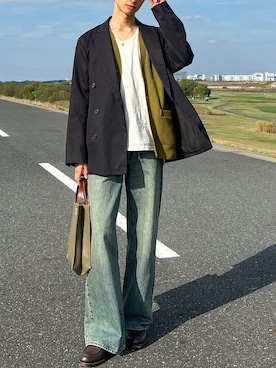 「アイテム（テーラードジャケット）」を使った、Nao-Nanさん（メンズ・171cm）の秋コーディネート