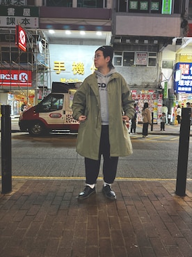 「BEAMS（ビームス）のアイテム（モッズコート）」を使った、WOOD. ASTROさん（メンズ・169cm）の冬コーディネート