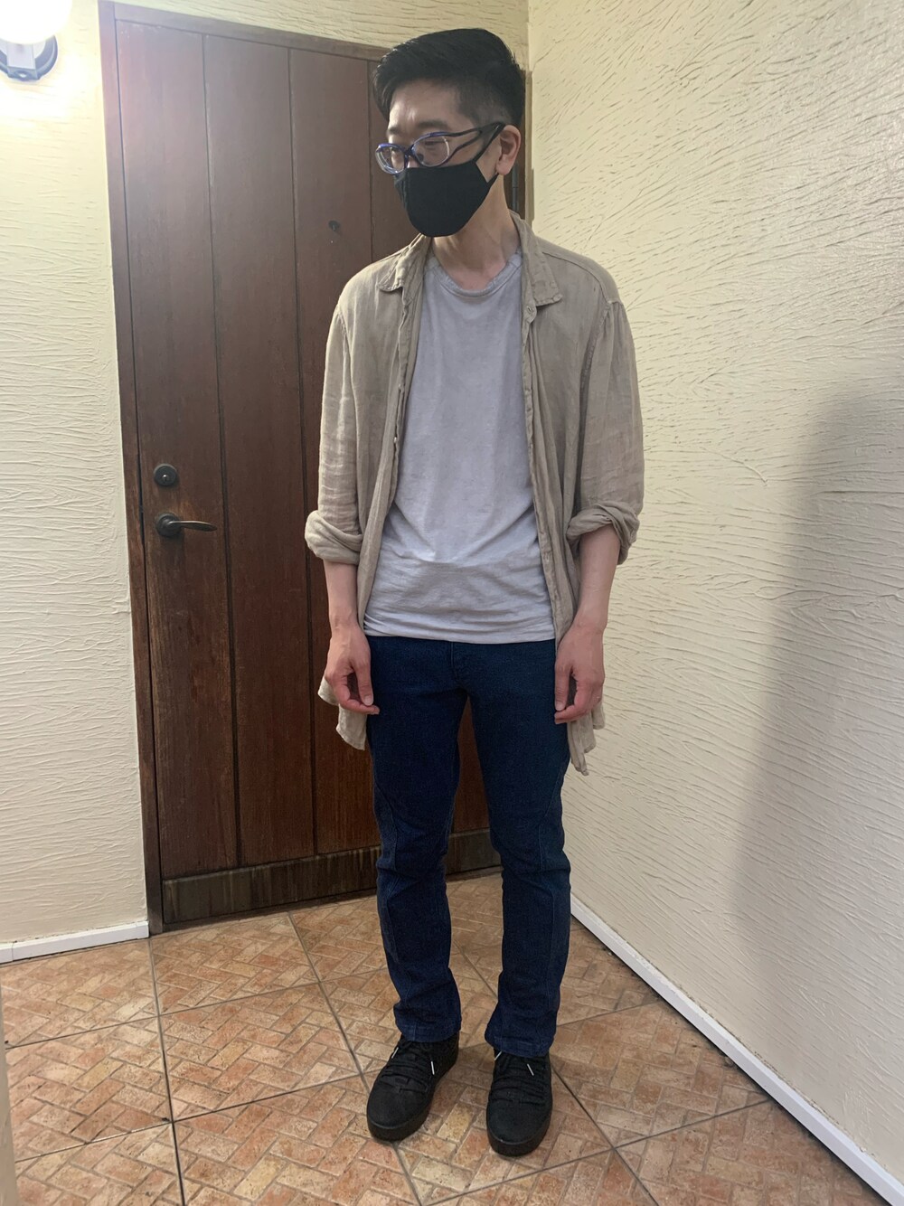 「休日スタイル、ゆるコーデ、夏コーデ、B2nd」｜「ISAMU KATAYAMA BACKLASHのアイテム（デニムパンツ、ブルー系）」を使った、makiron0524さん（メンズ・173cm）の夏コーディネートの1枚目の写真
