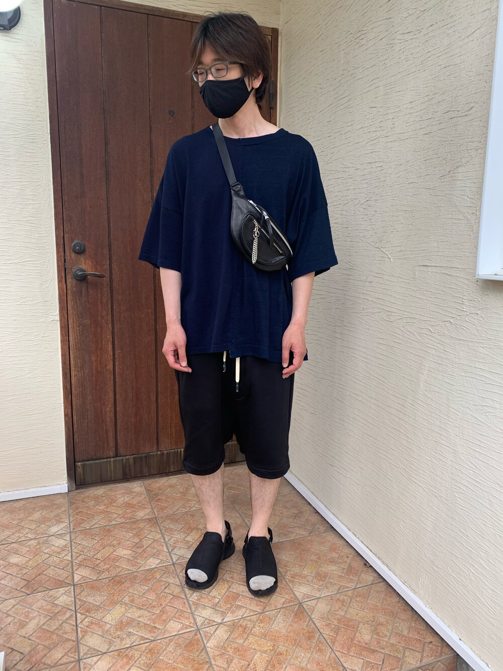 「ゆるコーデ、BACKLASH、B2nd、近所に買い物」｜「ISAMU KATAYAMA BACKLASHのアイテム（サンダル、ブラック系）」を使った、makiron0524さん（メンズ・173cm）の夏コーディネートの1枚目の写真