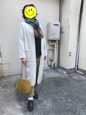 「SENSE OF PLACE by URBAN RESEARCH（センスオブプレイスバイアーバンリサーチ）のアイテム（ノーカラーコート）」を使った、めたれさん（レディース・167cm）の秋コーディネート