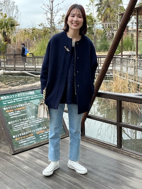 「アイテム（ノーカラージャケット）」を使った、maさん（レディース・163cm）の冬コーディネート