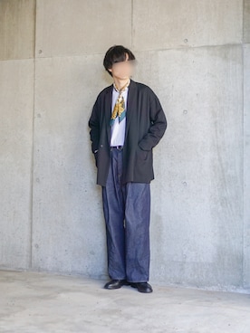 「ダブルジャケット」｜「アイテム（財布/小物）」を使った、suzuさん（メンズ・180cm）の春コーディネート