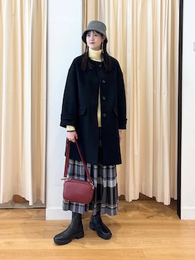 「アイテム（ノーカラーコート）」を使った、murayamaさん（レディース・170cm）の冬コーディネート