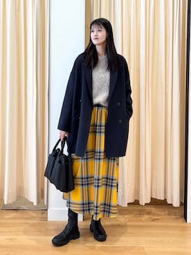 「URBAN RESEARCH DOORS（アーバンリサーチドアーズ）のウールリバーテーラードコート（その他アウター）」を使った、murayamaさん（レディース・170cm）の冬コーディネート