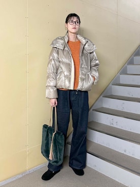 「RODE SKO（ロデスコ）のタッセル付フラッフィトートバッグ（トートバッグ）」を使った、murayamaさん（レディース・170cm）の秋コーディネート