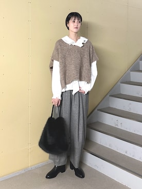 「アイテム（イヤリング）」を使った、murayamaさん（レディース・170cm）の冬コーディネート