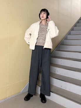 「アイテム（イヤーマフ、ブラック系）」を使った、murayamaさん（レディース・170cm）の冬コーディネート