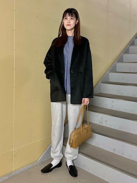「アイテム（その他アウター、ブラック系）」を使った、murayamaさん（レディース・170cm）の秋コーディネート
