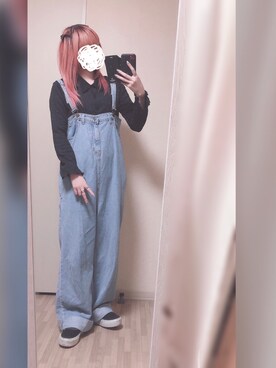 「黒×デニム」｜「 ねむる 」さん（レディース・156cm）の秋コーディネート