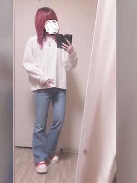 「フレアデニム」｜「 ねむる 」さん（レディース・156cm）の春コーディネート