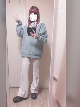 「AS as know as（エーエス アズノウアズ）のアイテム（スウェット）」を使った、「 ねむる 」さん（レディース・156cm）の冬コーディネート