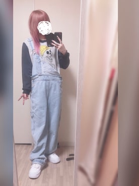 「ホワイトスニーカー」｜「アイテム（サロペット/オーバーオール）」を使った、「 ねむる 」さん（レディース・156cm）の夏コーディネート