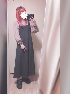 「Bou Jeloud（ブージュルード）のアイテム（ジャンパースカート）」を使った、「 ねむる 」さん（レディース・156cm）の秋コーディネート